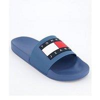 Tommy Jeans Flag Logo Pool Sliders - Light Blue
