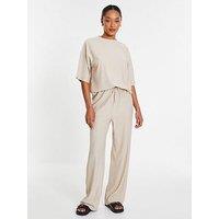 Quiz Stone Textured Palazzo Trousers
