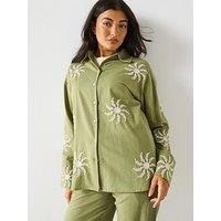 V By Very Sun Embroidered Shirt - Green