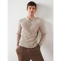Mango Antiguas Long Sleeved Relaxed Fit Polo Shirt - Beige
