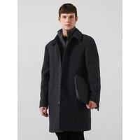 Mango Riley Smart 2 In 1 Collar Overcoat - Charcoal