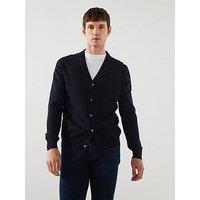 Mango Men'S 100% Merino Wool Smart Knitted Cardigan- Navy