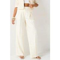 V By Very Tab Detail Trouser - Cream