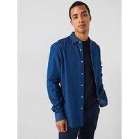 Mango Chambray Long Sleeved Smart Shirt - Blue