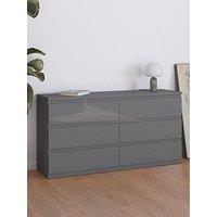 Very Home Layton Gloss 6 Drawer Chest - Grey - Fsc Certified