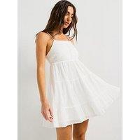 V By Very Shirred Detail Cami Dress - White