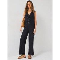 V By Very Cheese Cloth Jumpsuit Black