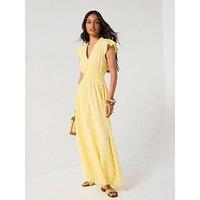 V By Very Shirred Waist Cotton Maxi Dress - Yellow