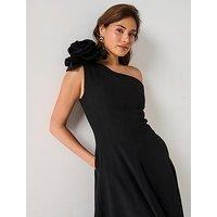 V By Very One Shoulder Corsage Midaxi Dress - Black