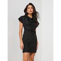 V By Very Draped Textured Mini Dress - Black