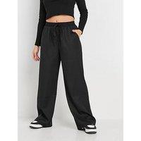 Pixiegirl Petite Tie Waist Wide Leg Trouser - Black