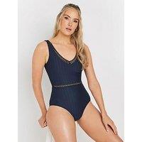 Long Tall Sally Tall Textured Ladder Swimsuit - Blue