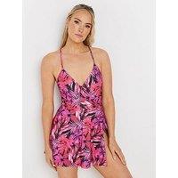 Long Tall Sally Tall Tropical Skirted Swimsuit - Pink