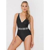 Long Tall Sally Tall Tipped Belted Swimsuit - Black