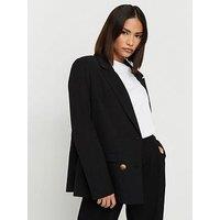 Pixiegirl Petite Double Breasted Oversized Blazer - Black