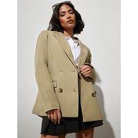 Pixiegirl Petite Double Breasted Oversized Blazer - Natural