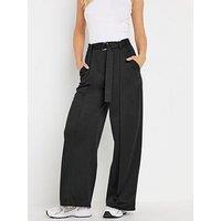 Pixiegirl Petite Ponte Belted Wide Leg Trouser - Black