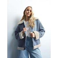 Long Tall Sally Denim And Borg Jacket - Blue