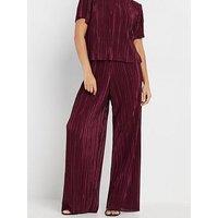 Pixiegirl Petite Wide Leg Plisse Trouser - Red