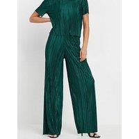 Pixiegirl Petite Wide Leg Plisse Trouser - Green