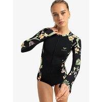 Roxy Womens Long Sleeve Zip Lycra Rashguard - Black