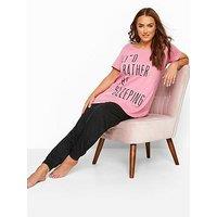 Yours Curve Cuffed Pj Bottoms - Black/Pink