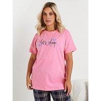 Yours Curve Love Sleep Sleeptee Top - Pink