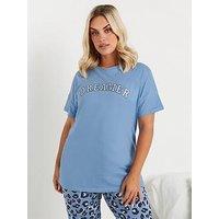 Yours Curve Dreamer Sleeptee Top - Blue