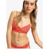 Roxy Womens Beach Classics Wrap Bra Triangle Separate Top Swimsuit - Red