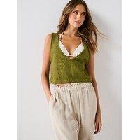 Roxy Womens Sky Above Tops Swim Coverup - Green