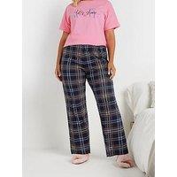 Yours Curve Check Wide Leg Pj Pant - Multi
