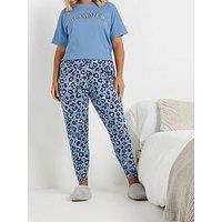 Yours Curve Animal Cuffed Pj Pant