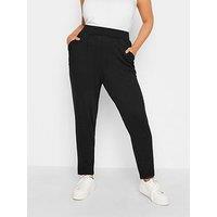 Yours Curve Double Pleat Stretch Jersey Joggers - Black