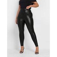 Yours Curve Stretch Coated Leggings - Black