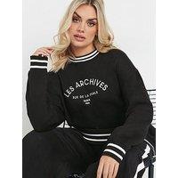 Yours Curve Les Archives Sweatshirt - Black