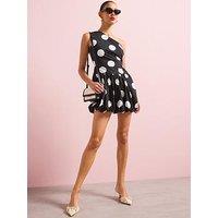 Style Cheat One Shoulder Puff Ball Dress - Mono