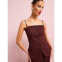 Style Cheat Linen Strapless Waistcoat - Chocolate