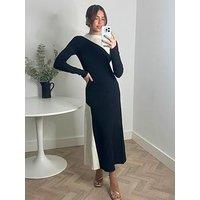 Style Cheat Colour Block Knitted Midi Dress - Mono