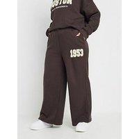 Yours Curve Boston 1953 Wide Leg Joggers - Brown