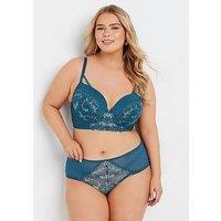 Yours Curve Lauren Iridescent Long Line Bra - Green