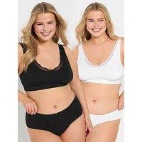Yours Curve 2 Pack Seamfree Rib Lace Trim Bra