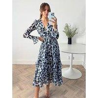 Style Cheat Animal Print Midi Dress - Blue