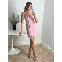 Style Cheat Tailored Square Neck Mini Dress - Pink