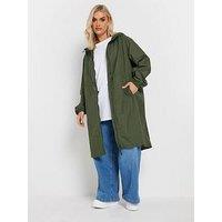 Yours Curve Lightweight Longline Parka - Green