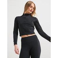 Converse Womens Long Sleeve 1/2 Zip Top - Black