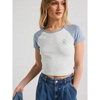 Converse Womens Chuck Parch Colourblock Short Sleeve Top - Grey