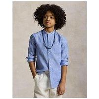 Polo Ralph Lauren Boys Long Sleeve Stripe Linen Shirt - Blue