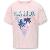 Only Kids Girls Malibu Short Sleeve Tshirt - Roseate Spoonbill