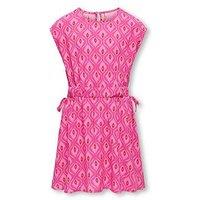 Only Kids Girls Geo Print Cap Sleeve Dress - Fuchsia Purple