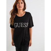Guess Logo Long Ss Tee - Black